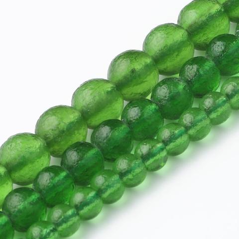 Green Moldavite Energy Crystal Round Beads Matte Czech Energy Glass Beads For Jewelry Making DIY Bracelet Wholesale 15''Inches ► Photo 1/6