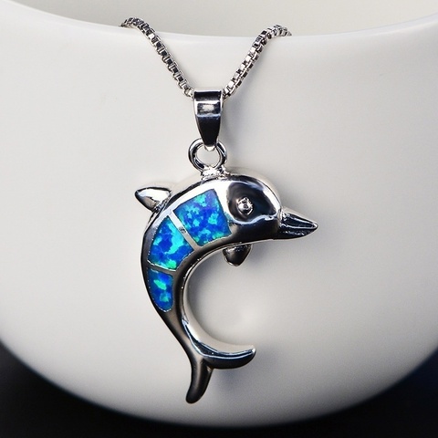 Marine Theme Design Cute Dolphin Pendant White Necklace Fashion Lady Wedding Party Jewelry ► Photo 1/6