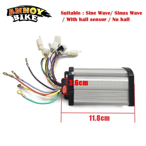 BLDC Controller 36V/48V 350W 450W Auto Recognition Sine Wave/ Sinus Wave / No Hall Sensor Controller for Ebike/ Tricycle ► Photo 1/1