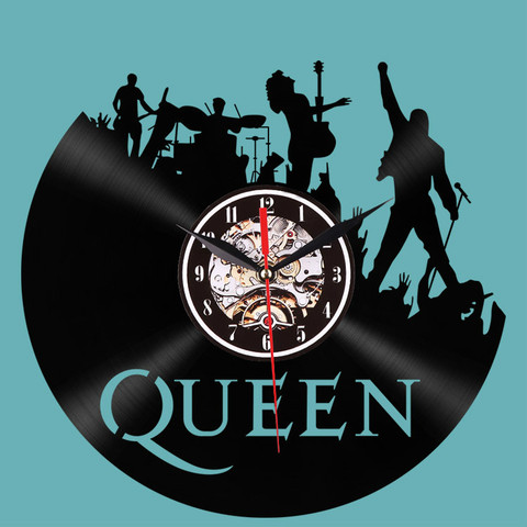 Creative vinyl record wall clock QUEEN music team 3D retro clock living room decoration LED quartz wall clock ► Photo 1/6