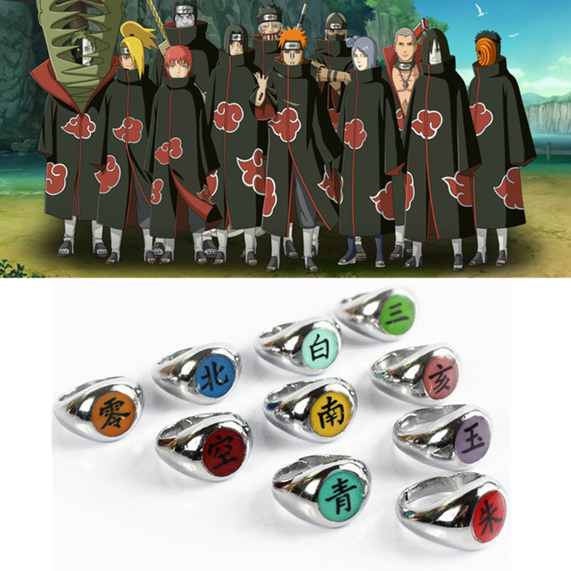 Set X 10 Anillos Akatsuki Naruto Itachi Pain Deidara Tobi