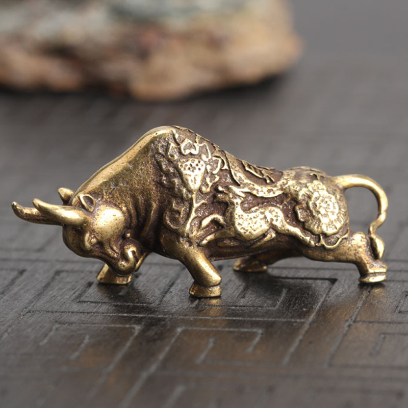 Vintage Copper Animals Bull Ornament Statue Copper Miniatures Figurines Desk Brass DIY Craft Home Decoration Accessories New ► Photo 1/6