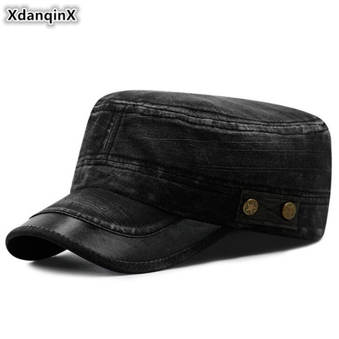 XdanqinX Men's Flat Hat Washed Denim Cotton Embroidery Military Hat Men Army Tongue Cap Adjustable Size Women's Brand Sports Cap ► Photo 1/6