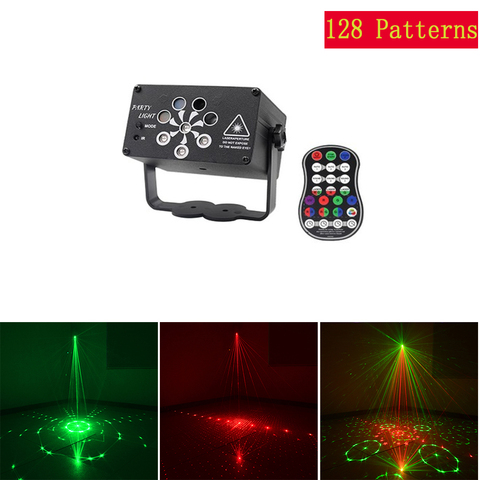 128 Patterns DJ Disco Light Voice Control Music Laser Projector Light Rechargeable Stage Light Effect Party Show with Controller ► Photo 1/6