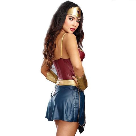 3pcs Halloween Sexy Women Dress Up Dress Cosplay Superhero Wonder Woman Cosplay Costume Adult Justice League Costume ► Photo 1/6