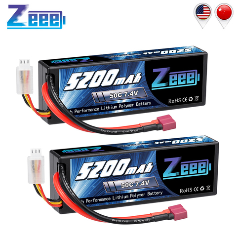 2units Zeee 5200mAh 7.4V 50C Lipo Batteries for RC Car 2S RC Lipo Battery with Deans Plug For RC Car Truck Helicopter Boats ► Photo 1/6