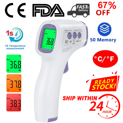 HeTaiDa Digital Thermometer Forehead Ear Non-Contact Body Thermometer Infrared LCD Temperature Fever Measurement for Baby/Adult ► Photo 1/6