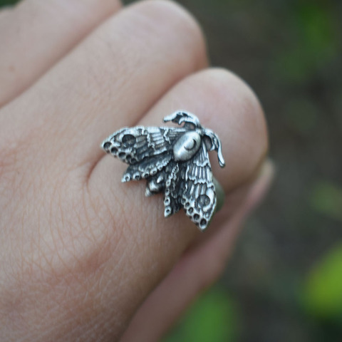 SanLan death's head skull moth butterfly ring adjustable rings christmas gift ► Photo 1/6