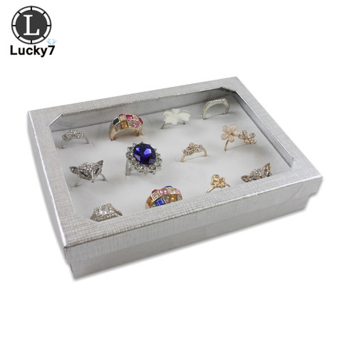 12 Slot Sponge Ring Earrings Display Box Cardboard Jewelry Storage Case Holder Showcase Ring Cufflink Jewelry Tray With Lid ► Photo 1/6