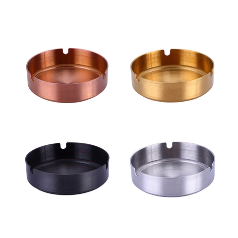 Stainless Steel Gold-plated Ashtray Drop-resistant for Internet Cafe Restaurant Hotel Home Use Smoking Accessories ► Photo 1/6