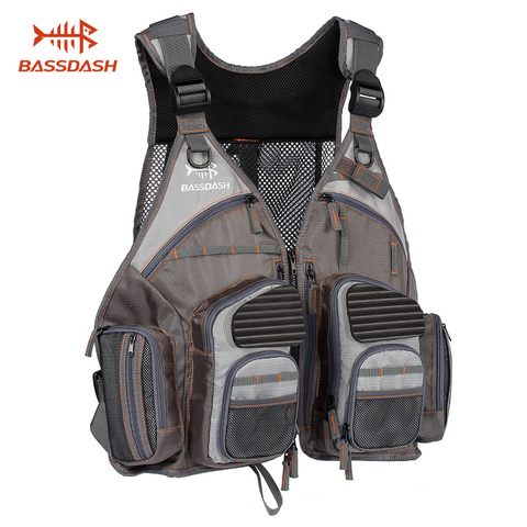 Bassdash Fishing Vest Adjustable Outdoor Sports Fly Swimming Safety Utility Vest Fishing Tackle Breathable ► Photo 1/6