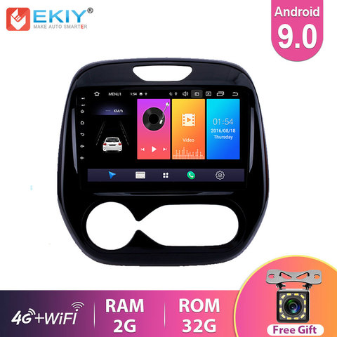 EKIY 9'' IPS Android 9.0 Car Multimedia Auto Radio For Renault Captur CLIO 2011 2014 2015 2016-2022 Samsung QM3 Manual A/C GPS ► Photo 1/6