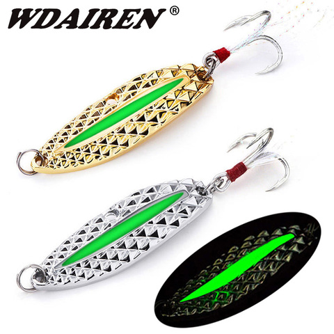 Metal Spoon Spinner Fishing Lure Luminous Hard Baits 7g 10g 15g Sequins Noise Paillette with Feather Treble Hook Fishing Tools ► Photo 1/6