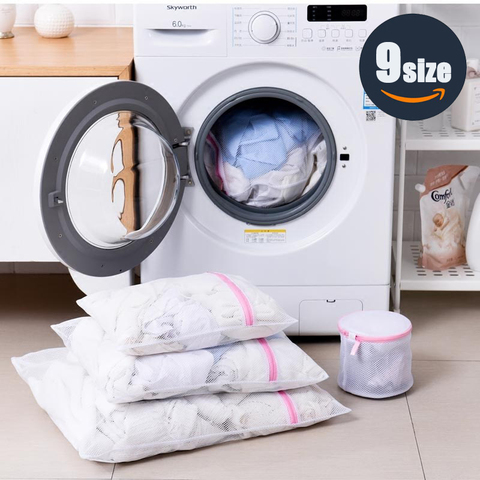 Foldable Laundry Bags Bra Socks Underwear Washing Machine Protection Bag Zippered Mesh Storage Bags Organizer Container 5 Size ► Photo 1/6