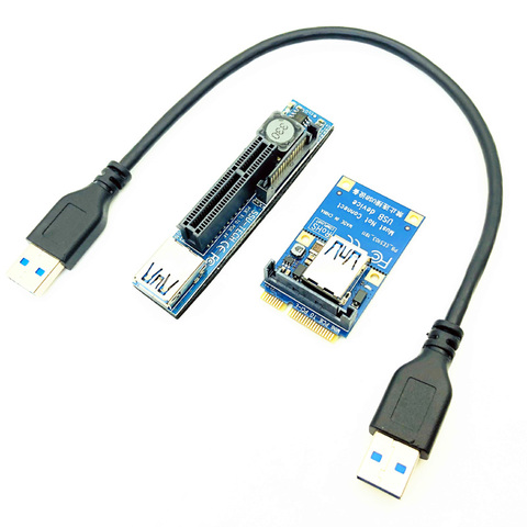 PCI-E Riser Mini PCIE to PCIE X4 Extension Port Adapter Riser Card PC Graphics Card Connector 30cm USB Cable PCIE Extender Riser ► Photo 1/6