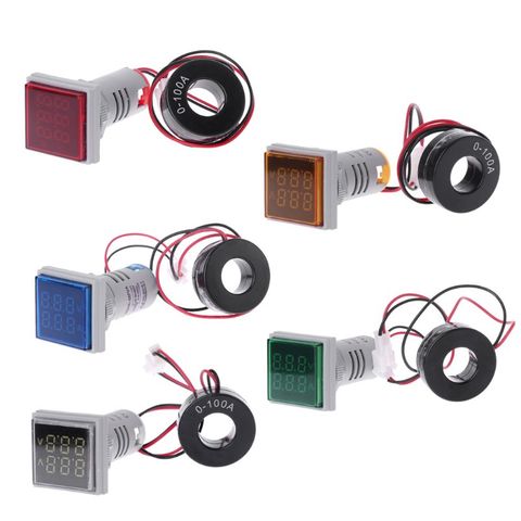 Square LED Digital Dual Display Voltmeter & Ammeter Voltage Gauge Current Meter AC 60-500V 0-100A ► Photo 1/6