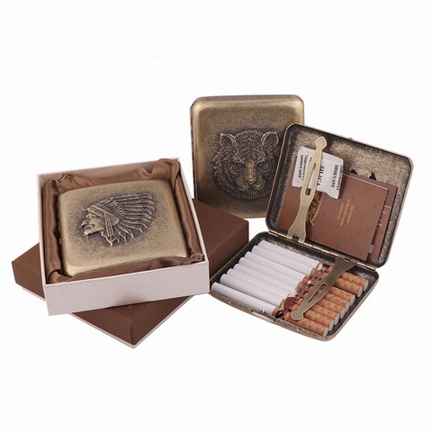 High Quality Men's Cigarette Case with Gift Box for 20pcs Vintage Metal Cigarette Box Cigarette Case Cigarette Box 1pc ► Photo 1/5