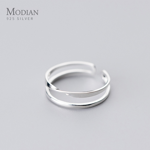 Modian Minimalist Double Circle Line Simple Ring for Women Open Adjustable Sterling Silver 925 Finger Ring Fine Jewelry Bijoux ► Photo 1/3
