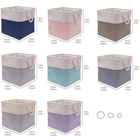 New Large Cube Folding Storage Basket Linen Fabric Storage Organizer Kids Toys Storage Box Shelf Nursery Home Closet Clothes Bin ► Photo 1/6