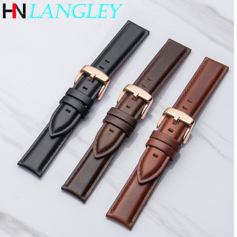 Genuine Leather Watch Band for DW Watch Men Women Strap Pin Buckle Universal Wristband 12/13/14/17/18/19/20 mm Layer Cowhide ► Photo 1/6