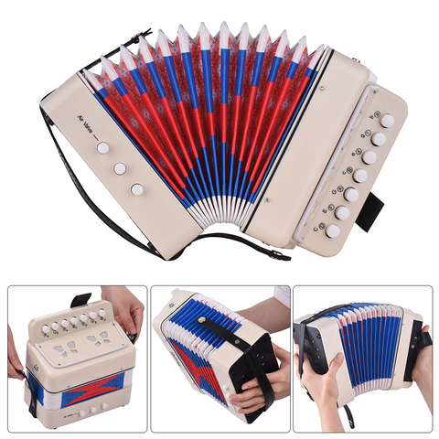 Mini 10-Button Kids Accordion Toy Supports Bass Chords 14 Notes with Cleaning Cloth Educational Music Instrument for Children ► Photo 1/6