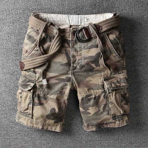 Retro Military Camo Cargo Shorts Men Casual Army Style Beach Shorts Premium Quality Loose Baggy Pocket Short Summer Clothes ► Photo 1/4