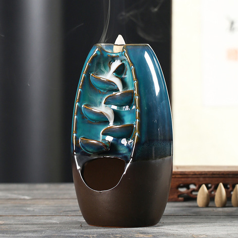 With 18Cones Free Gift Chinese traditional Waterfall Incense Burner Ceramic Incense Holder,Option for Mixed Incense Cones ► Photo 1/5