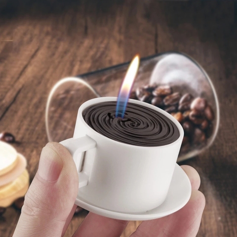Creative Home Collection Lighter Personality Coffee Cup Fire Lighter Windproof Refillable Butane Gas Cigarette Lighter Funny Toy ► Photo 1/6