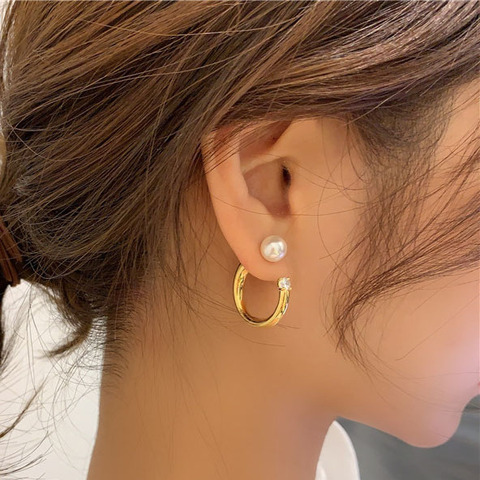 Multi Layer Circle Dangle Earrings Women Alloy Gold Stud Earring C 