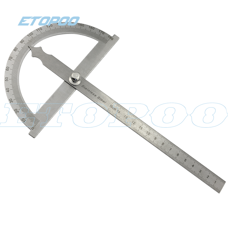 0-180 Degree Protractor Arm Stainless Steel 15cm Ruler Angle Finder Gauge 