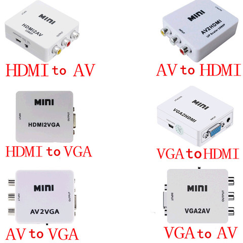 Mini HD AV to VGA Video Converter  HDMI to VGA AV2HDMI Video Converter Conversor with 3.5mm Audio to PC HDTV Converter ► Photo 1/6