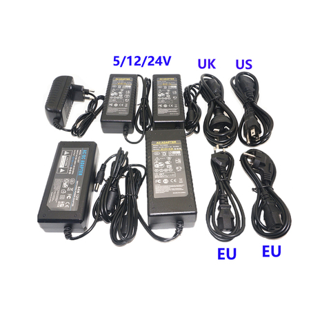 LED Power Supply Adapter EU/AU/US/UK Plug DC5V/12V/24V 1A 2A 3A 5A 7A 8A 10A For  led strip lamp lighting power driver ► Photo 1/5