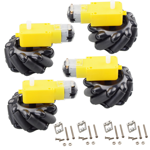 4pcs 60mm Mecanum Omni Wheel+ 4pcs TT Motor+ 4pcs TT Motor Bracket for Arduino DIY Project Raspberry Pi Stem Toy RC Parts ► Photo 1/6