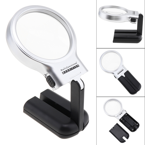 Multifunctional Desktop Handheld Magnifier Jewelry Loupe Adjustable Angle Reading Watch Repair Magnifying Glass LED Desk Lamp ► Photo 1/6