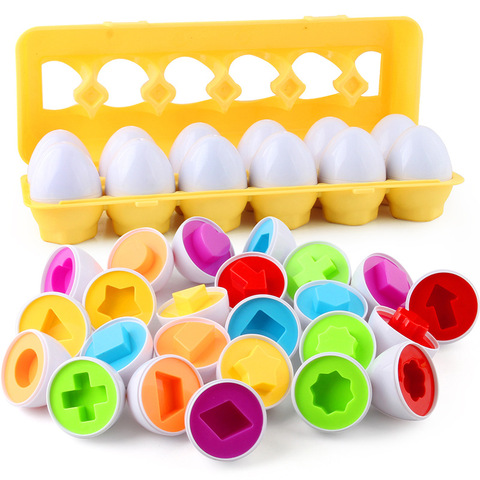 12pcs Baby Montessori Learning Education Math Toy Smart Eggs Puzzle Matching Toys Plastic Screw nut Building Blocks For Children ► Photo 1/6