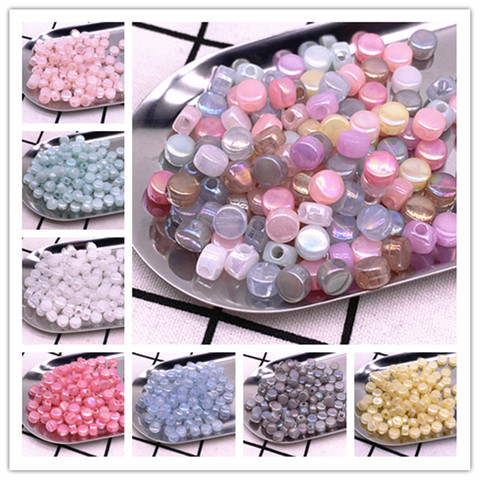 50pcs 8x5mm Round Flat Charms Acrylic Beads Loose Spacer Beads for Jewelry Makeing DIY Handmade Bracelet Accessories ► Photo 1/6