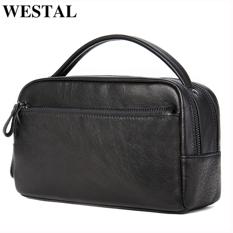 WESTAL Men's Toiletry Bags for Men Make up Bag Cosmetic Case Genuine Leather  Zip Cosmetics Bags Makeup Bag for Traveling 7460 ► Photo 1/6