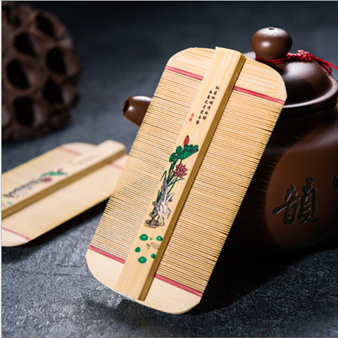 Chinese Traditional Bamboo Lice Comb Handmade Dense Comb Rose Remove Itching Scraping Head Flea Cootie Combs ► Photo 1/6