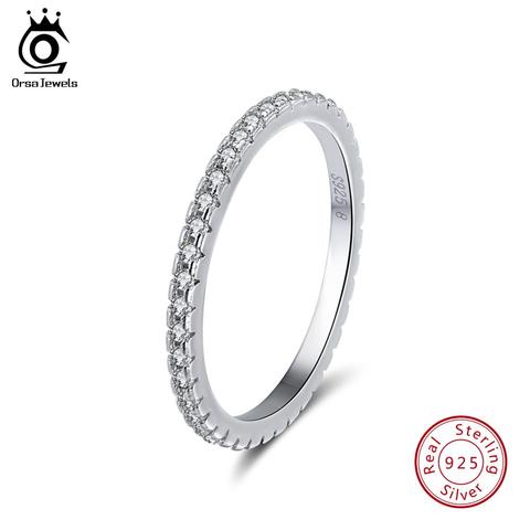 ORSA JEWELS Luxury Female Bridal Wedding Ring Fashion 925 Silver Jewelry Promise CZ Stone Engagement Ring for Women SR63-R ► Photo 1/5