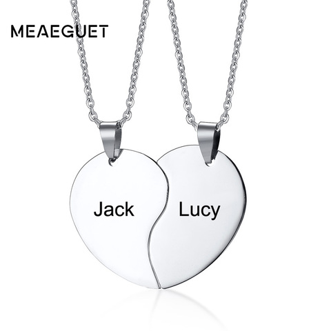 Personalized Classic Solid Heart Necklace For Men Women Couple Stainless Steel Love Pendant Necklace Set Free Engraving ► Photo 1/6