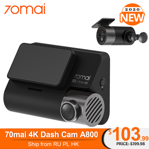 Original 70mai Dash Cam 4K A800 Built-in GPS SONY IMX415 140FOV ADAS Support 24H Parking Surveillance via 70mai Hardwire Kit ► Photo 1/6