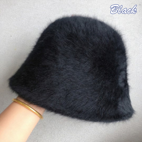 Winter Rabbit Fur Knitted Wool Hats For Women Fox Fur Pompom Ear Protection Beanies Warm Style Bucket Hat шапка зимняя женская ► Photo 1/6