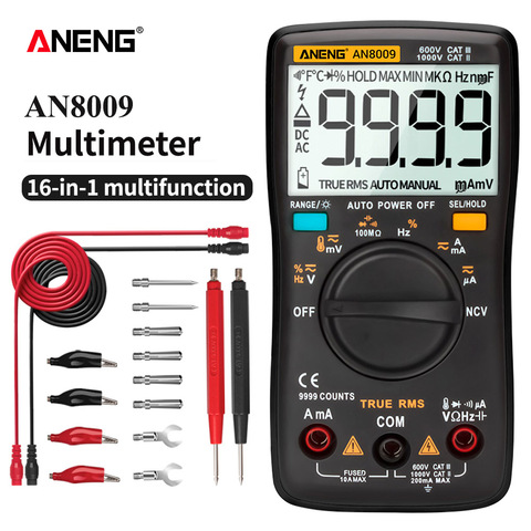 ANENG AN8009 True-RMS Digital Multimeter transistor tester capacitor tester automotive electrical capacitance meter temp diode ► Photo 1/6
