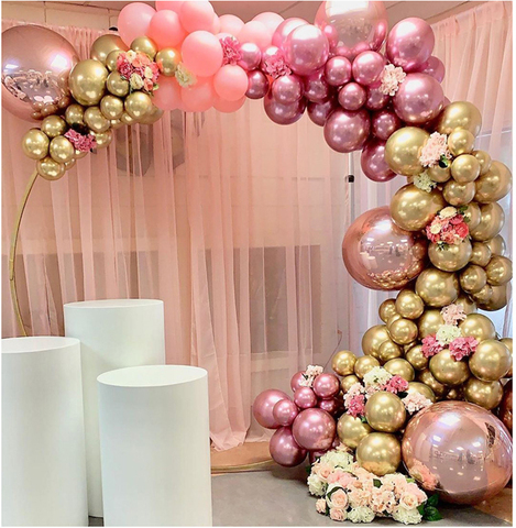 134pcs Chrome Gold Rose Pastel Baby Pink Balloons Garland Arch Kit 4D Rose Balloon For Birthday Wedding Baby Shower Party Decor ► Photo 1/6