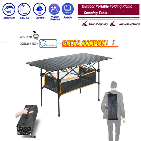Outdoor Folding Table Chair   Camping Aluminium Alloy Picnic Table Waterproof Durable Folding Table Desk For 95*55*68cm ► Photo 1/6