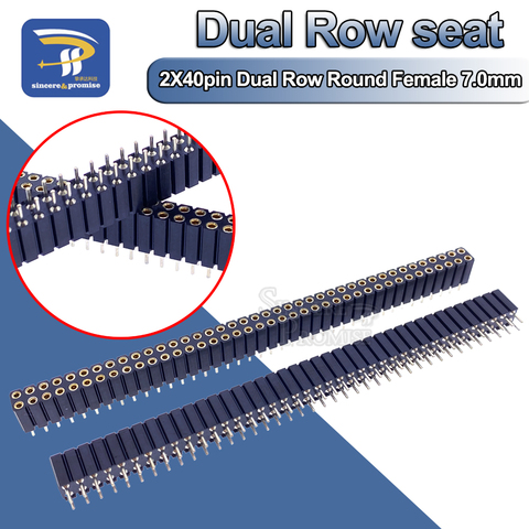 2pcs 40pin Dual Row Round Female Pin Header 80 Pin Socket Round 2.54 mm Pitch Insulator 7.0mm Strip Connector Socket 0.1 Grid ► Photo 1/6