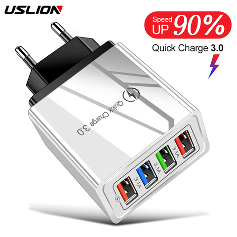 USLION USB Charger Quick Charge 3.0 Phone Adapter for iPhone 11 X 7 Xiaomi Tablet Portable Wall Mobile Fast Charger EU US Plug ► Photo 1/6