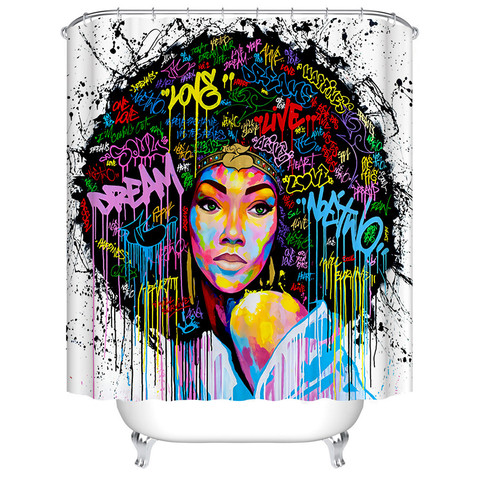 Art Design Graffiti Art Hip Hop African Shower Curtain Girls Bathroom Shower Curtain Frabic Waterproof Polyester with Hooks ► Photo 1/4