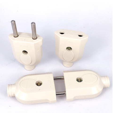 EU European 2 Pin AC Electrical Power Rewireable Plug Male Female Socket Outlet Adaptor Adapter W/ Wire Extension Cord Connector ► Photo 1/5