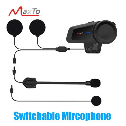 Maxto M2 Waterproof 1000M Universal Motorcycle for Full/Half Face Bluetooth 5.0 FM MP3 Helmet Casco Group Intercom Headset ► Photo 1/6